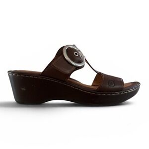 Born Wedge Slide Sandals Womens Size 8